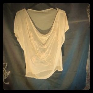 Pink sheer top with beaded embellishments